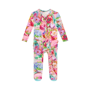 Posh Peanut Elizabeth Ruffled Zippered Footie