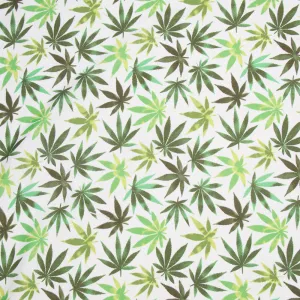 Printed Mini Matt Marijuana Leaf White 150cm