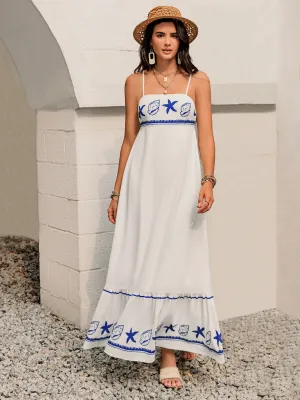 Printed Square Neck Maxi Cami Dress