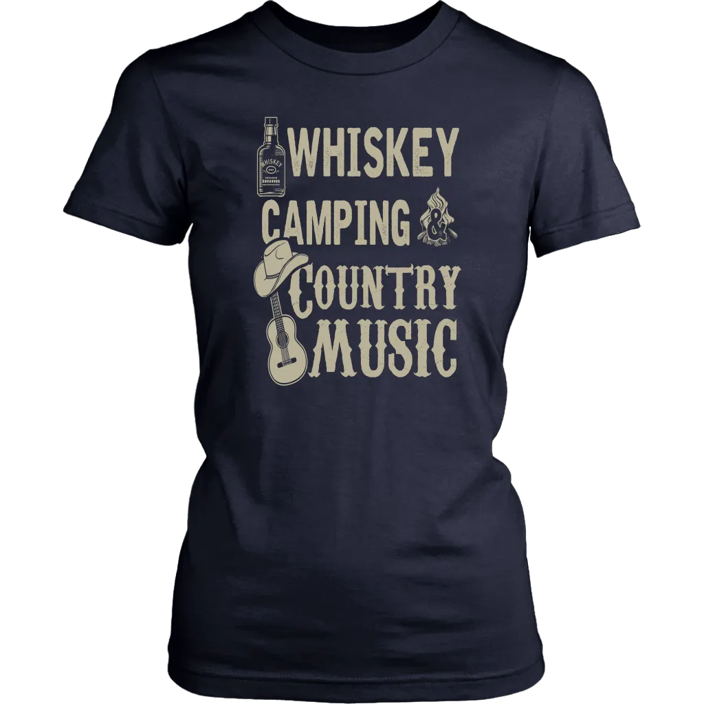 "Whiskey, Camping, and Country Music" - Shirts and Hoodies