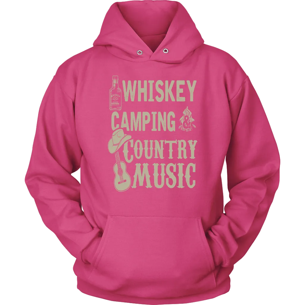 "Whiskey, Camping, and Country Music" - Shirts and Hoodies