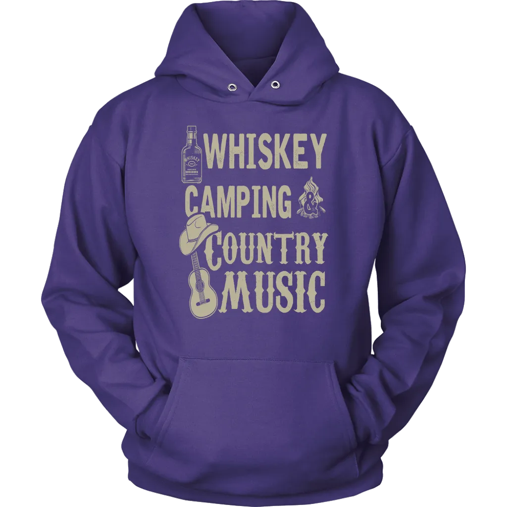 "Whiskey, Camping, and Country Music" - Shirts and Hoodies