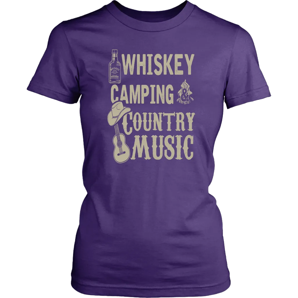 "Whiskey, Camping, and Country Music" - Shirts and Hoodies