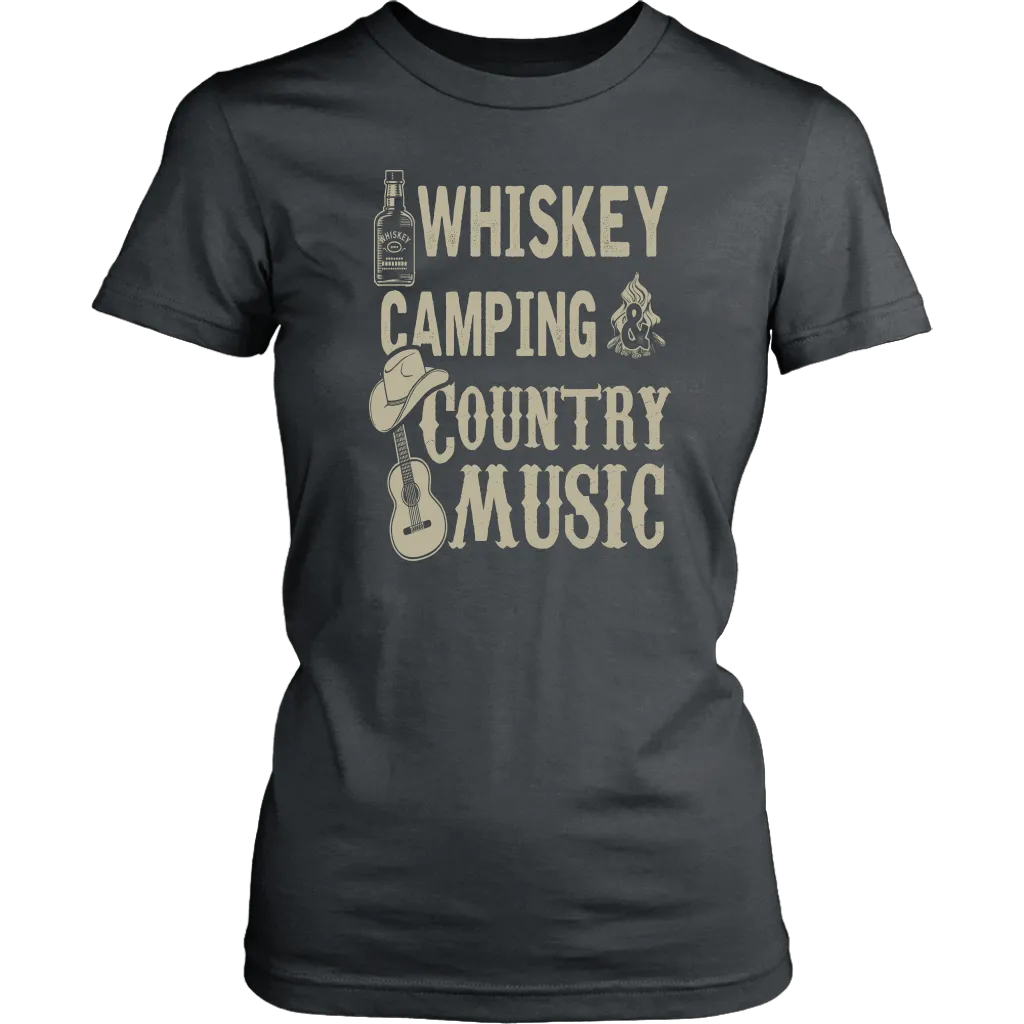 "Whiskey, Camping, and Country Music" - Shirts and Hoodies