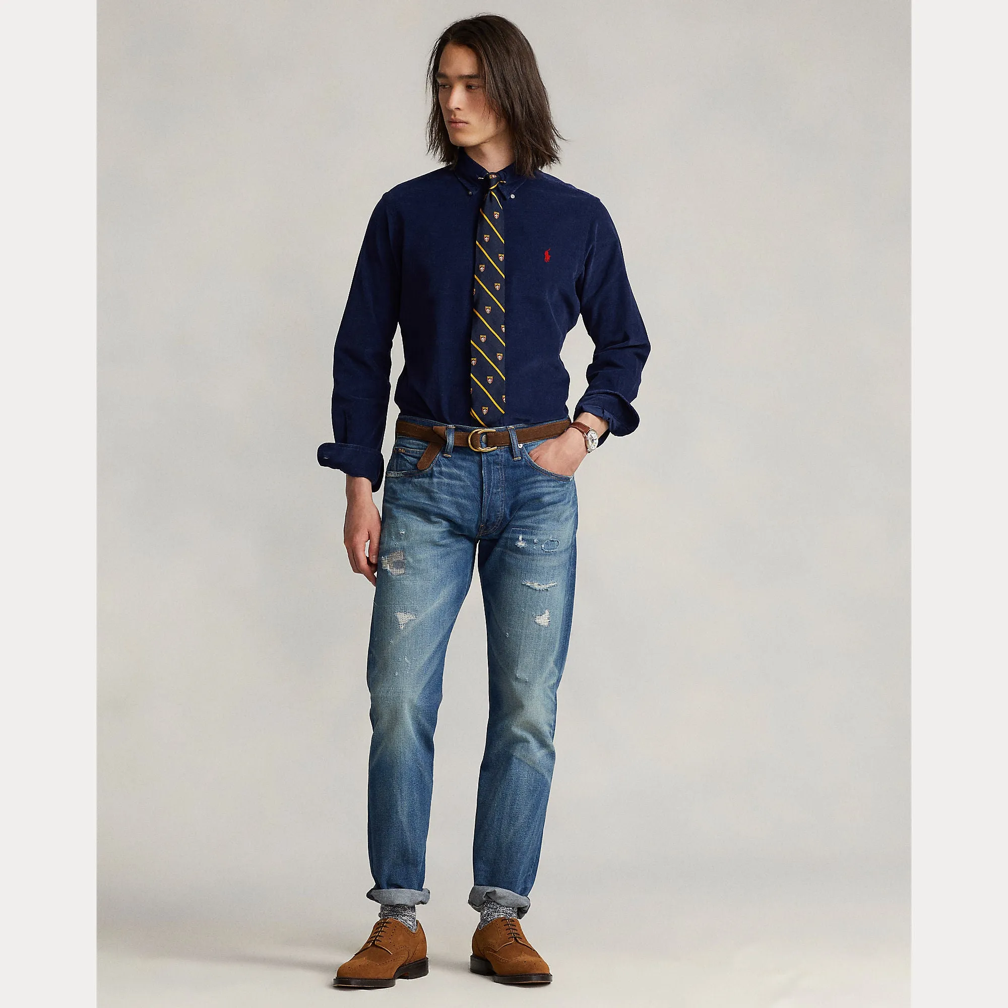 Ralph Lauren Mens Shirt Newport Navy and Olive