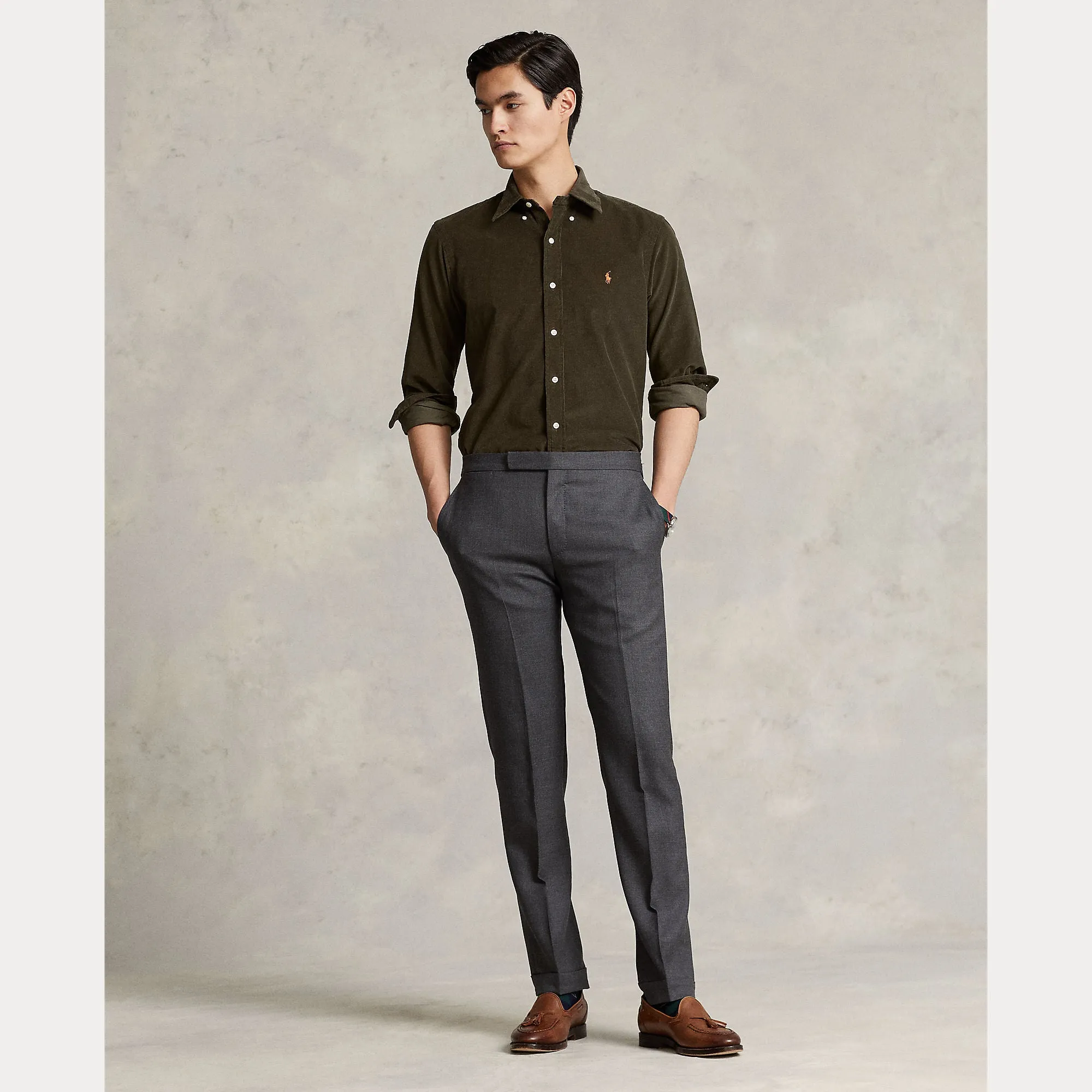 Ralph Lauren Mens Shirt Newport Navy and Olive