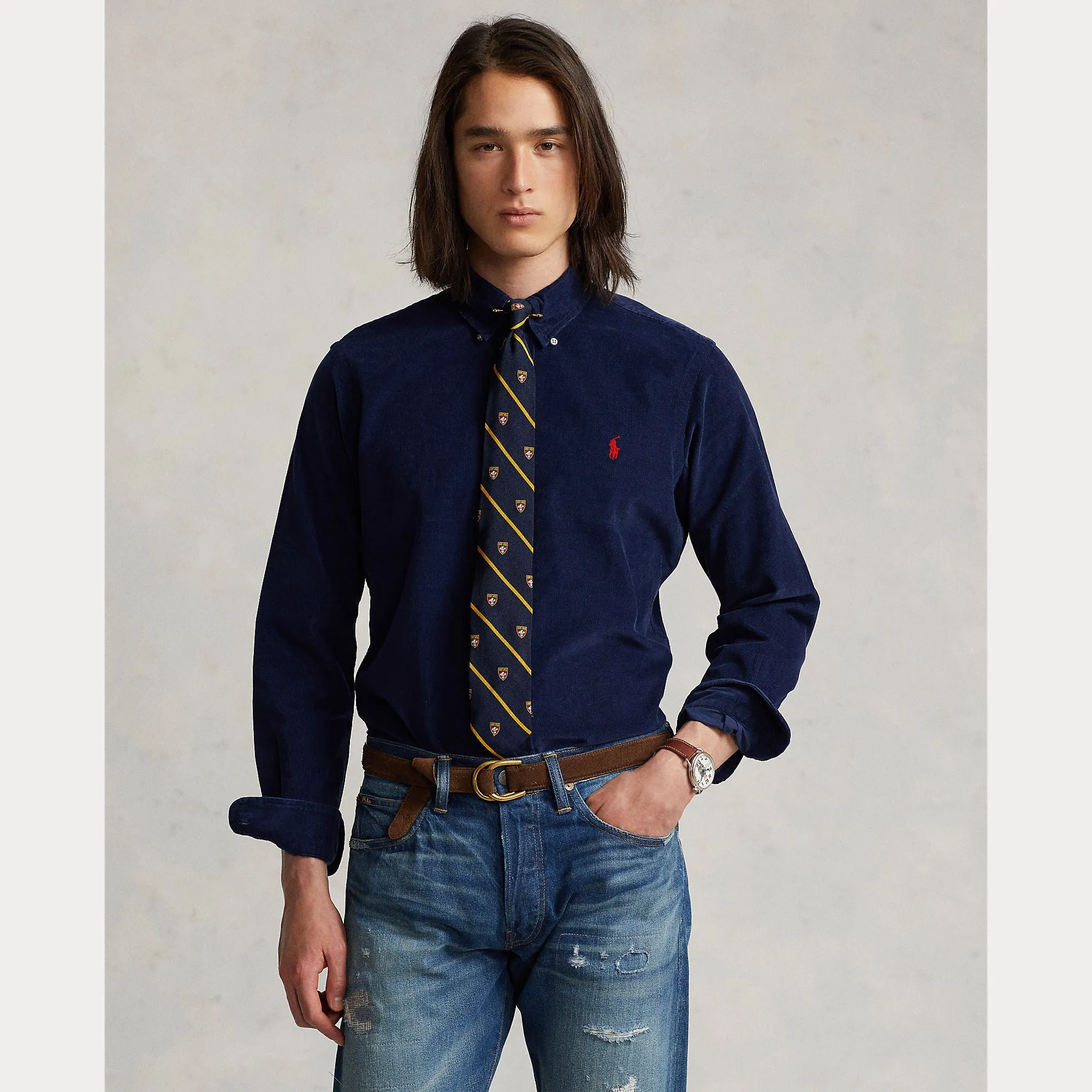 Ralph Lauren Mens Shirt Newport Navy and Olive