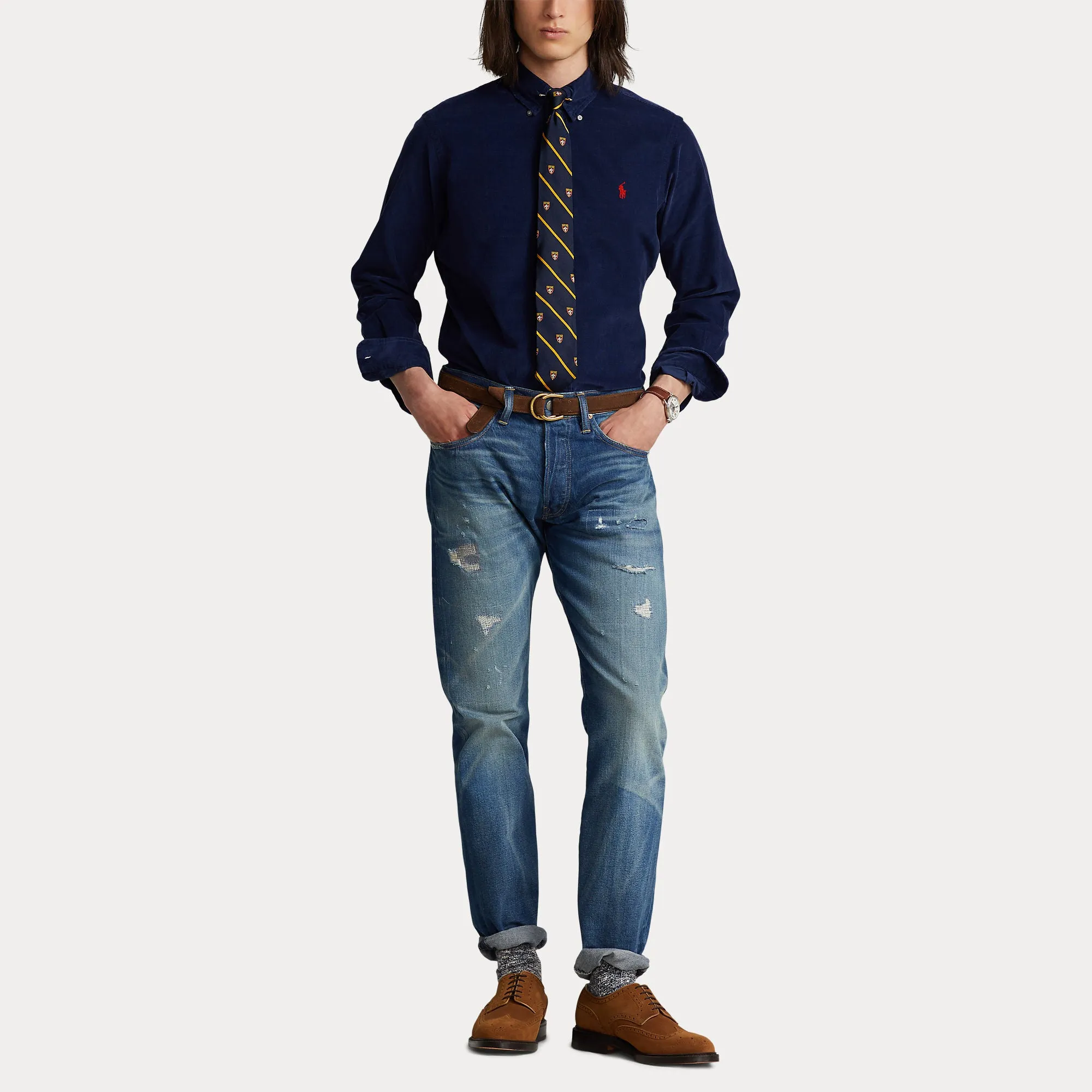 Ralph Lauren Mens Shirt Newport Navy and Olive