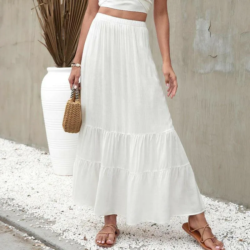 Rayon Bamboo Joint Flounced Skirt