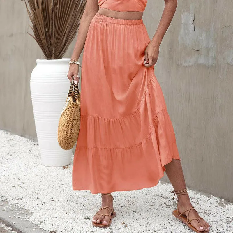 Rayon Bamboo Joint Flounced Skirt