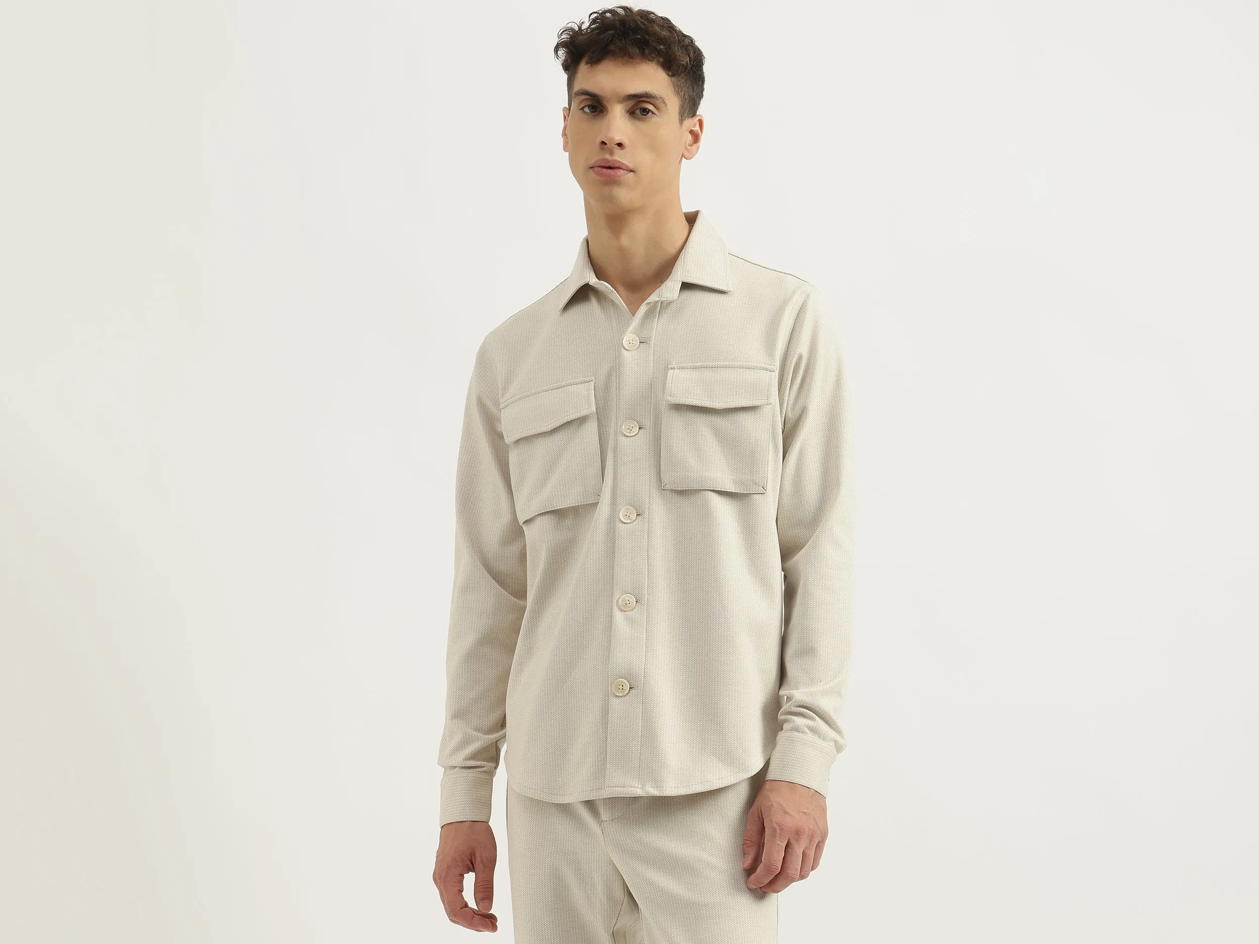 Regular Fit Spread Collar Solid Shirts