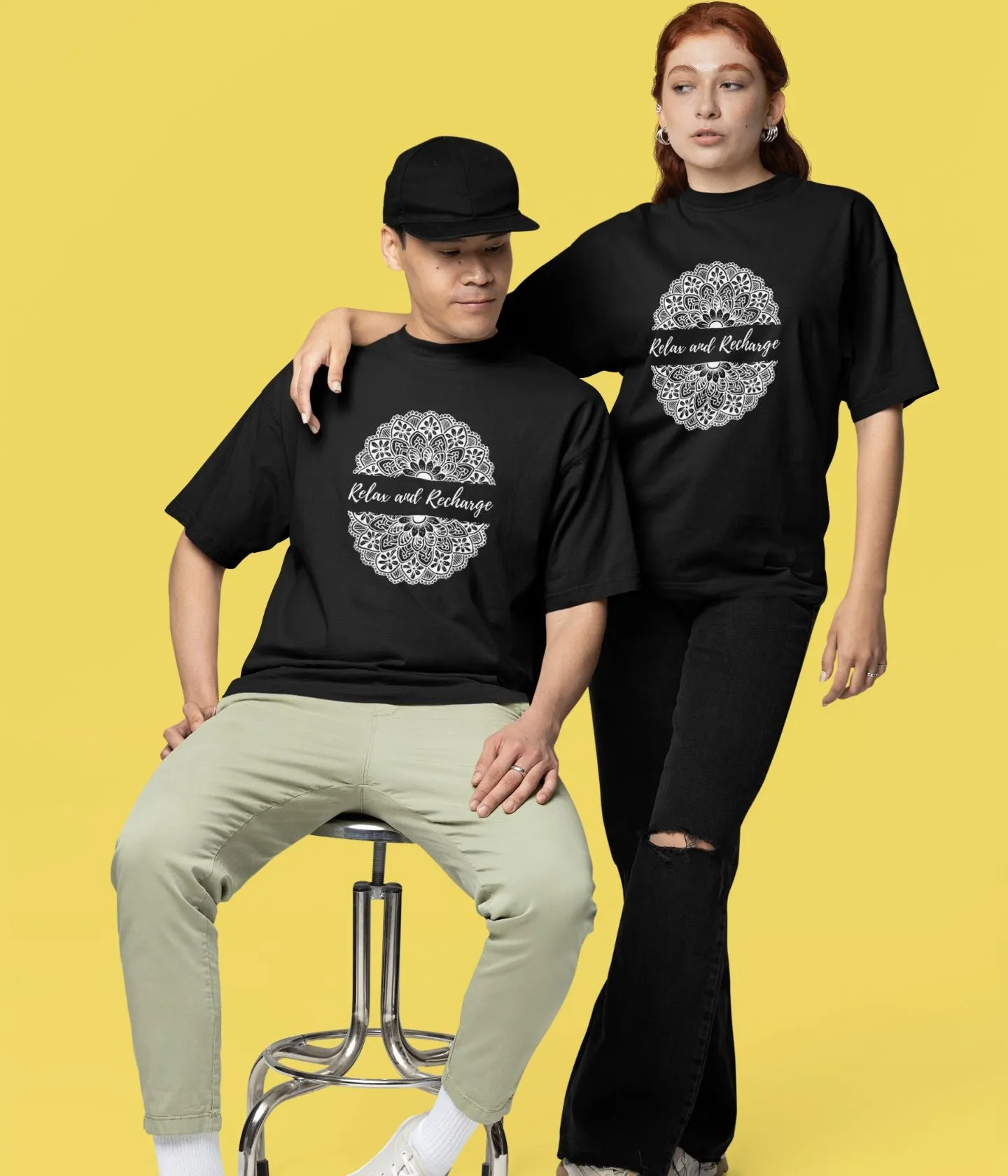 Relax And Recharge - Oversized Classic T-Shirt - Dark
