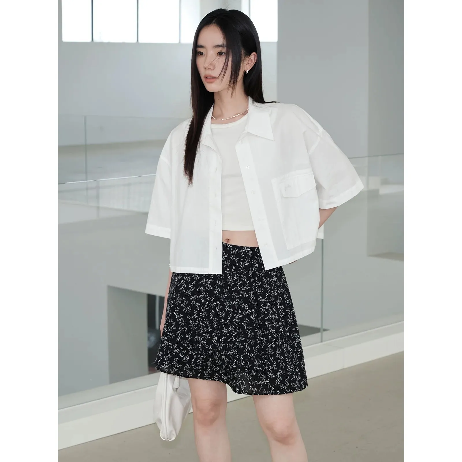 Retro Floral Asymmetric Skirt