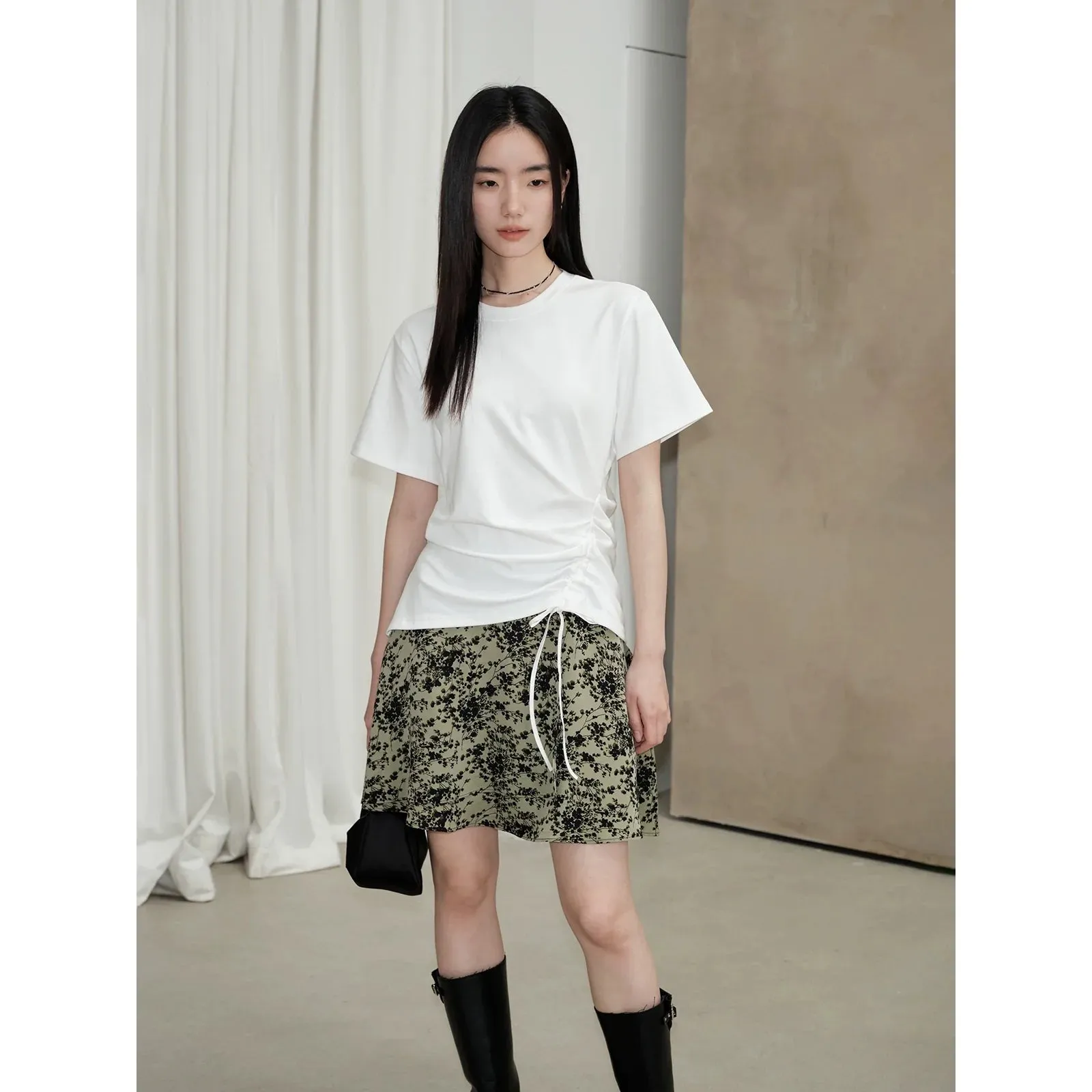 Retro Floral Asymmetric Skirt