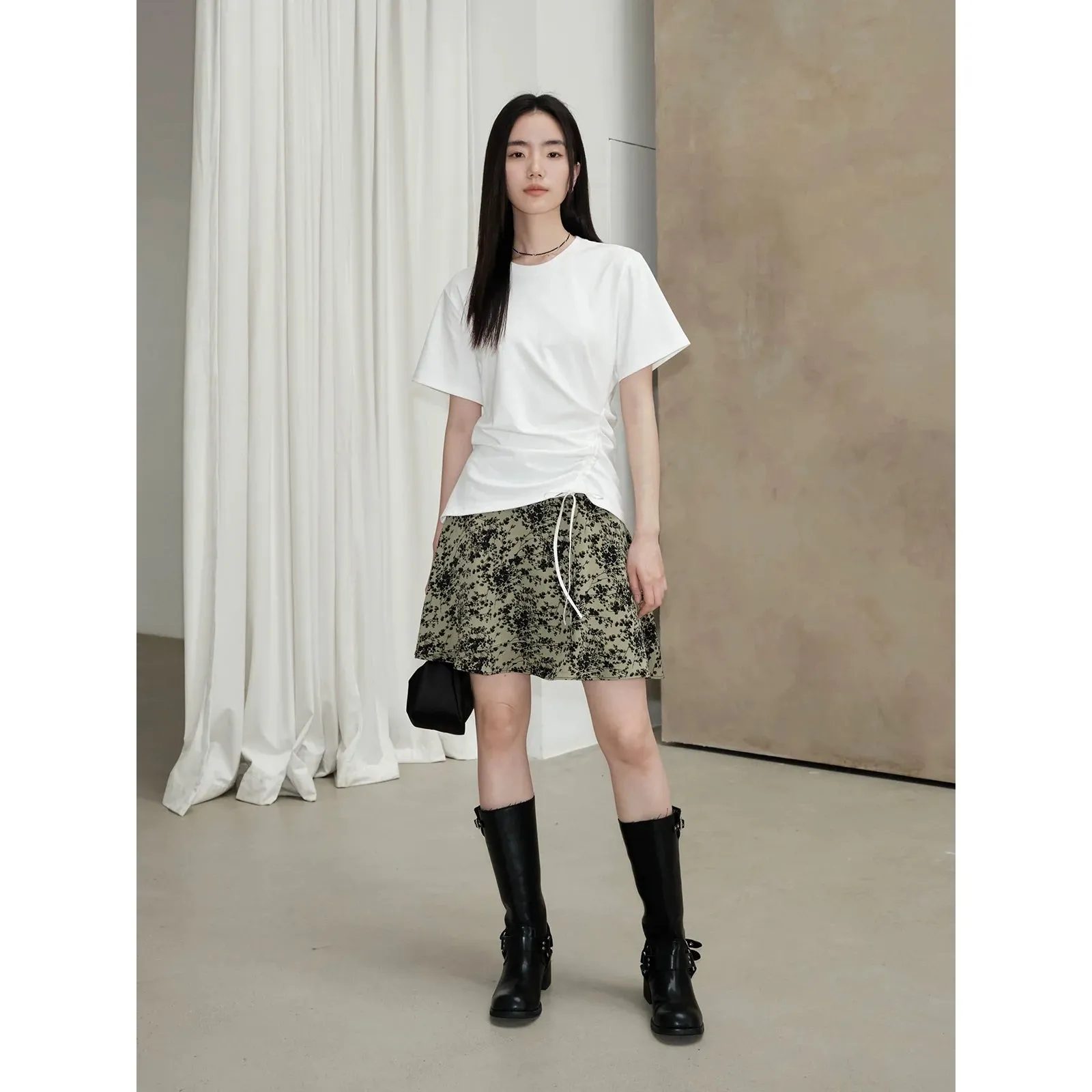 Retro Floral Asymmetric Skirt