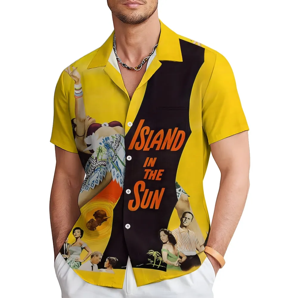 Retro Poster Bikini Girl Print Short Sleeve Shirt 2410003380