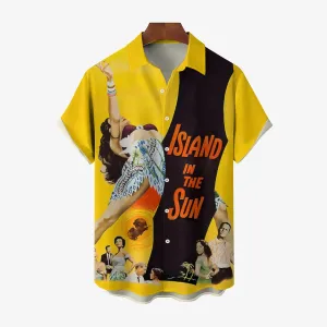 Retro Poster Bikini Girl Print Short Sleeve Shirt 2410003380
