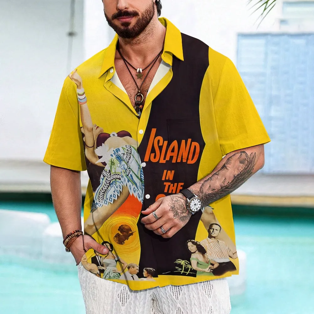 Retro Poster Bikini Girl Print Short Sleeve Shirt 2410003380