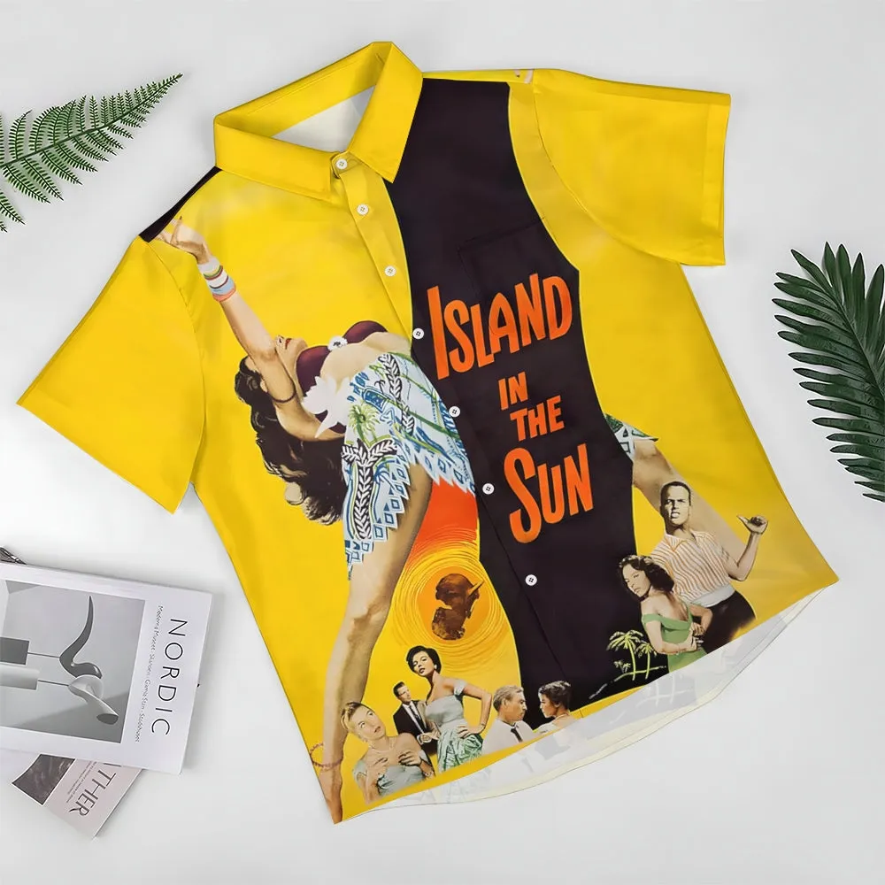 Retro Poster Bikini Girl Print Short Sleeve Shirt 2410003380