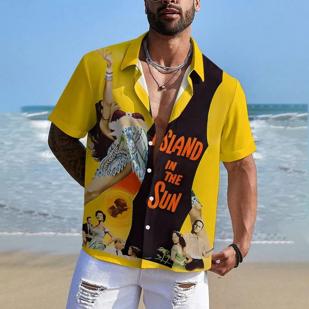 Retro Poster Bikini Girl Print Short Sleeve Shirt 2410003380