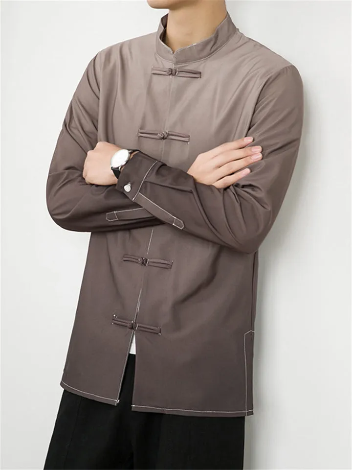 Retro Solid Color Buckles Shirts