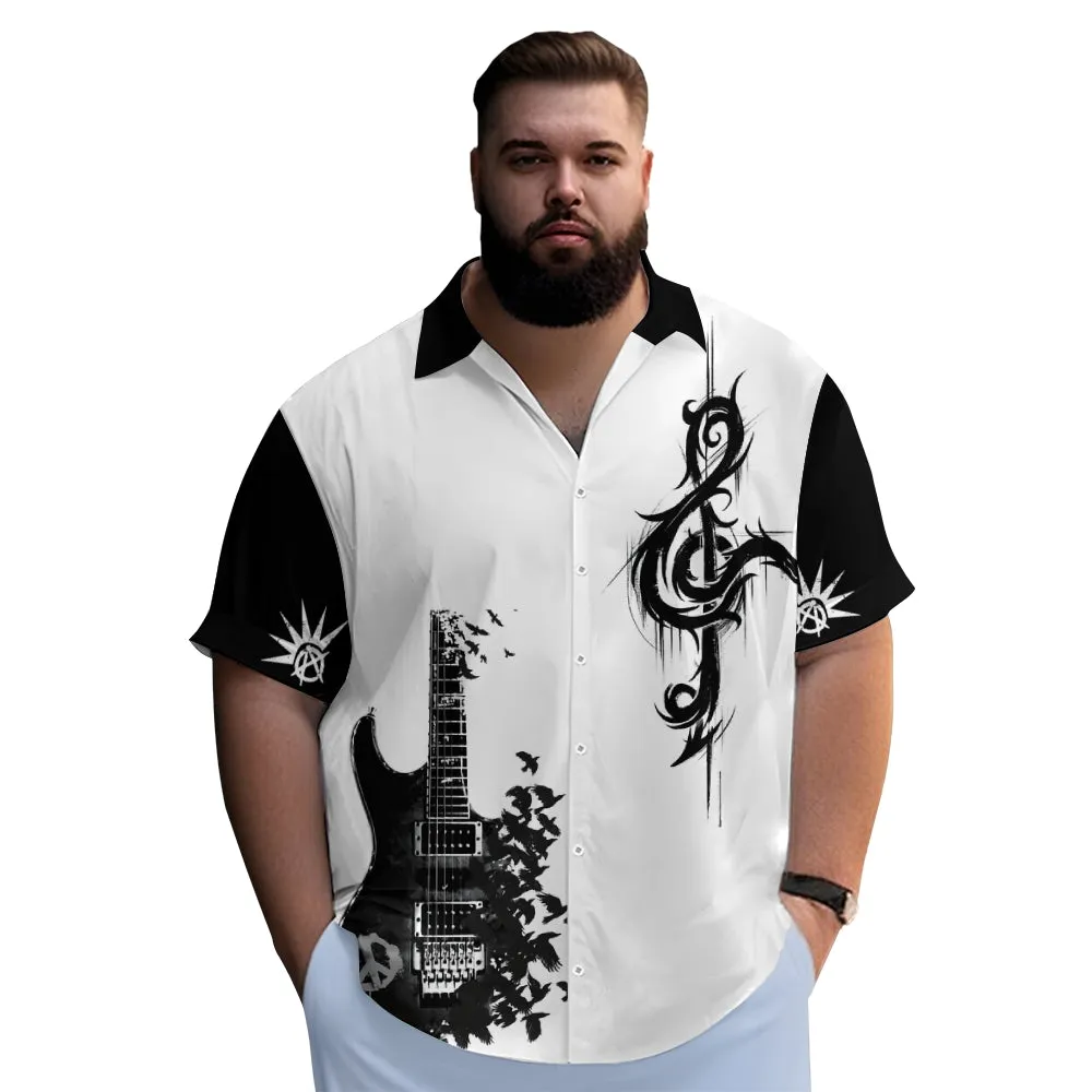 Rock Geometric Oversized Cotton and Linen Short Sleeve Shirt