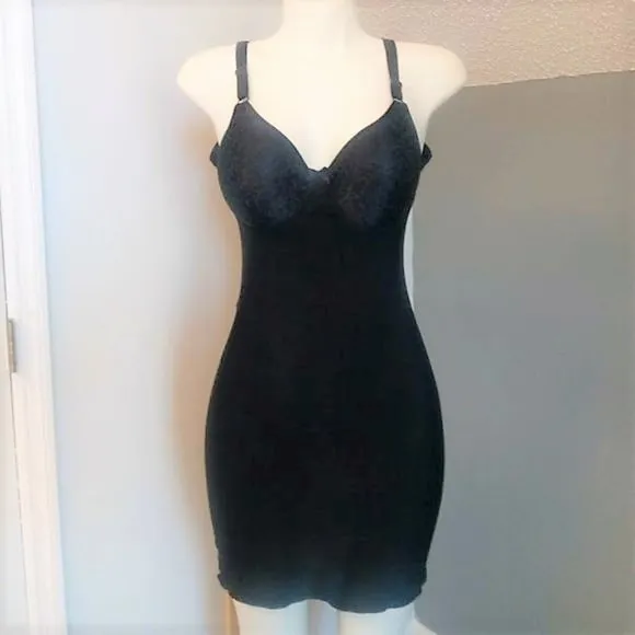 SHAPEEZ Tankee Slip 34 D black NEW back fat smoothing shapewear