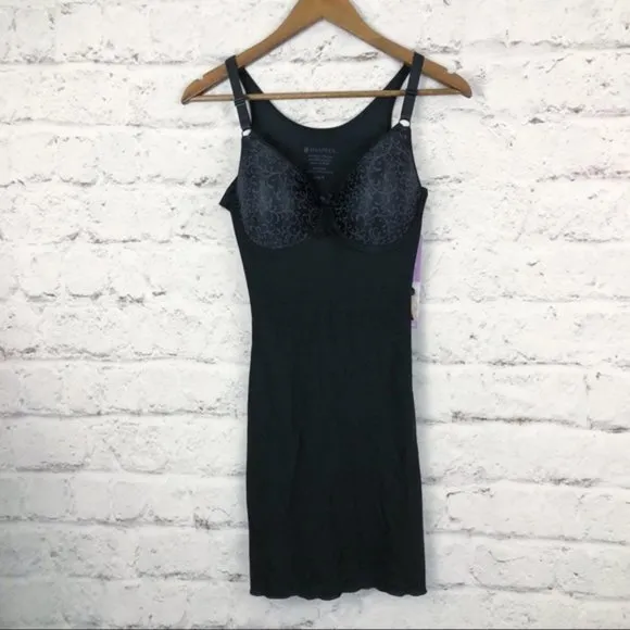SHAPEEZ Tankee Slip 34 D black NEW back fat smoothing shapewear