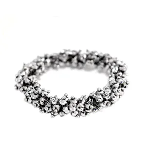 SILVER GLASS CRYSTAL SEED BEADS STRETCH BRACELET  #FW1226BCAL-SIL (OD16)