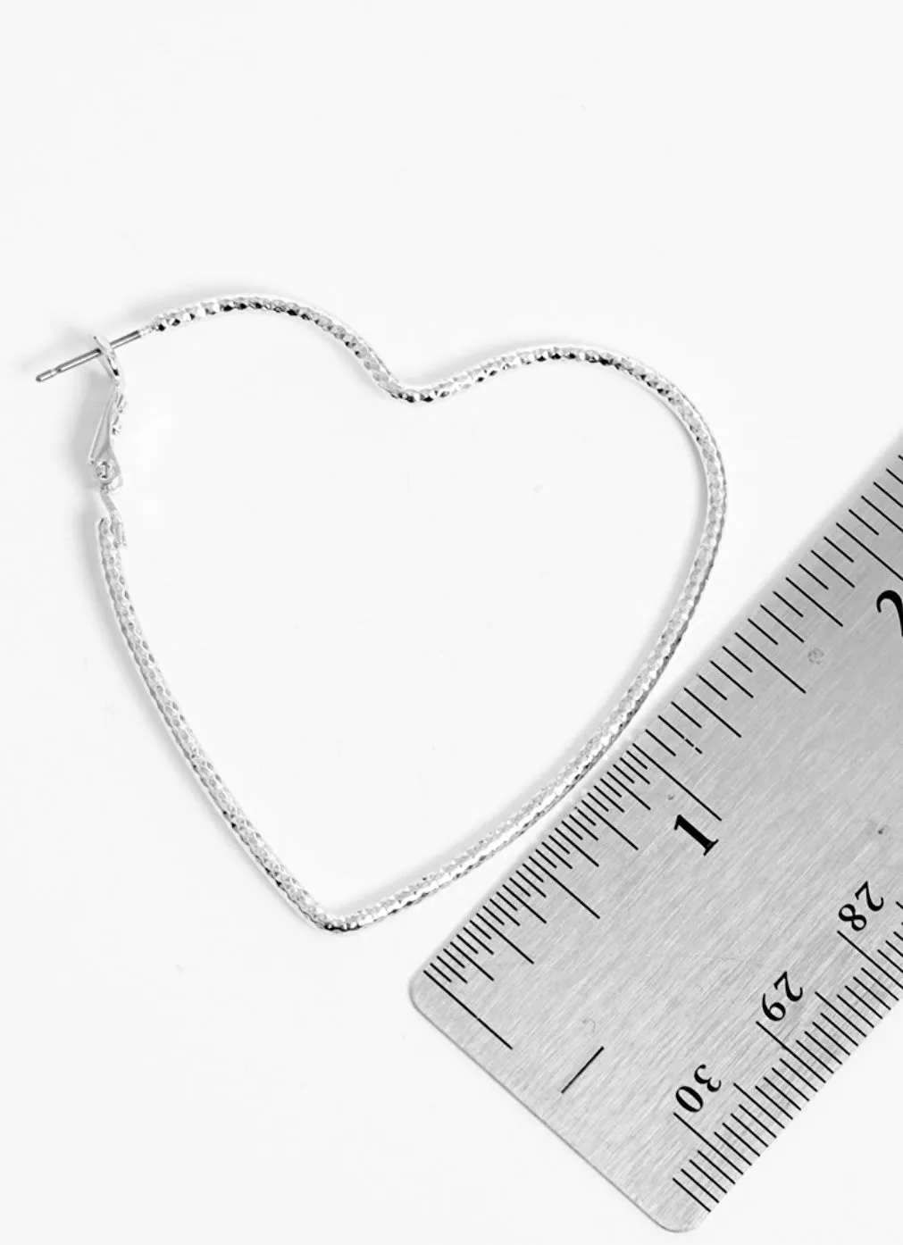Silver Heart Hoops