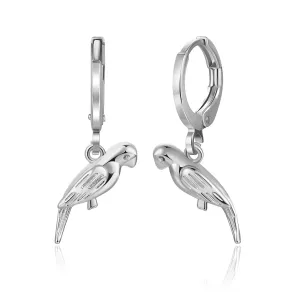 Silver-Plated Bird Huggie Earrings