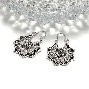 Silver-Plated Floral Huggie Earrings