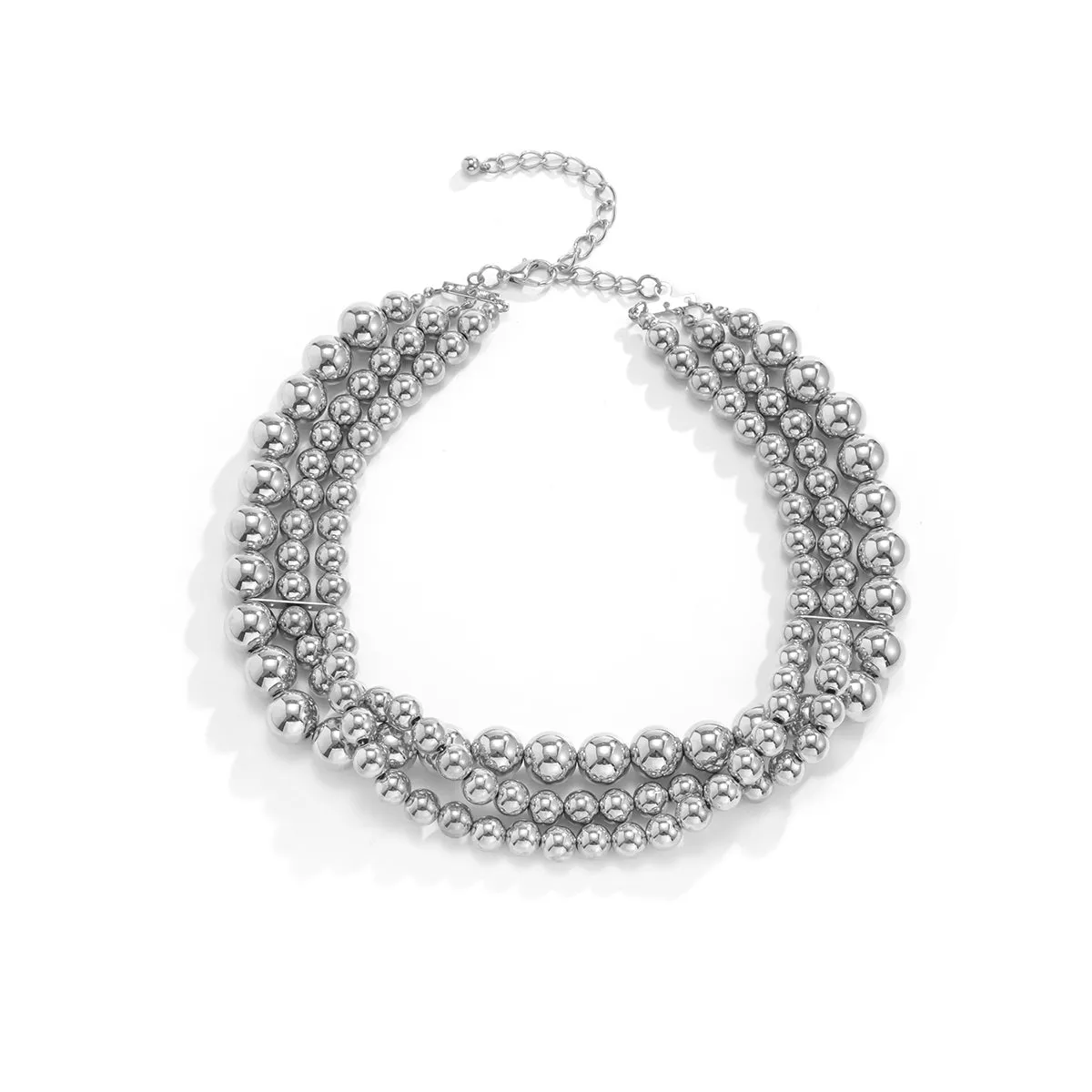 Silver-Plated Layered Beaded Choker