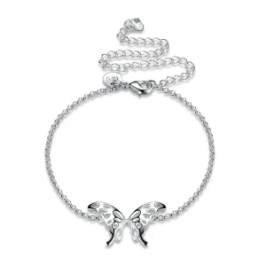 Silver-Plated Openwork Butterfly Anklet