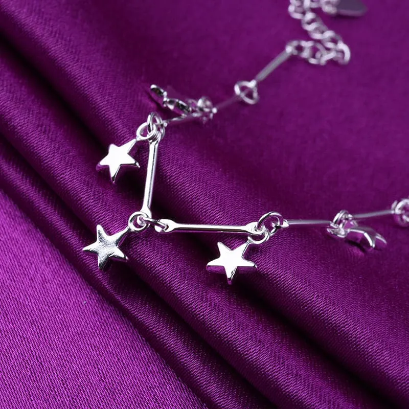 Silver-Plated Star Station Charm Anklet
