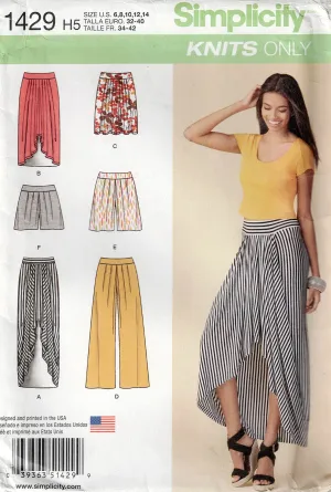 Simplicity 1429 Womens Stretch Pants Shorts & Skirts Out Of Print Sewing Pattern Size 6 - 14 UNCUT Factory Folded