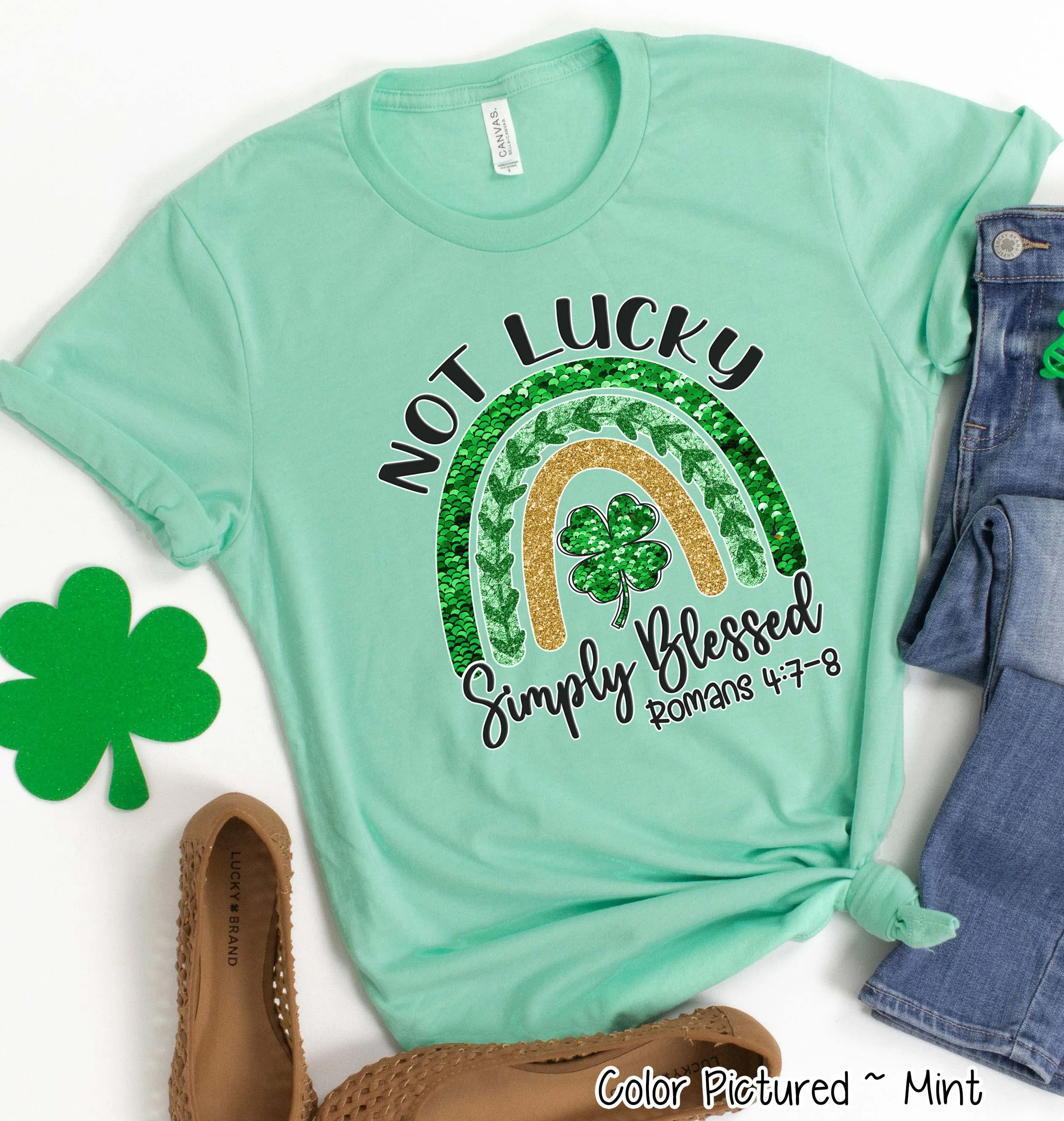 Simply Blessed Rainbow St Patricks Day Tee or Sweatshirt