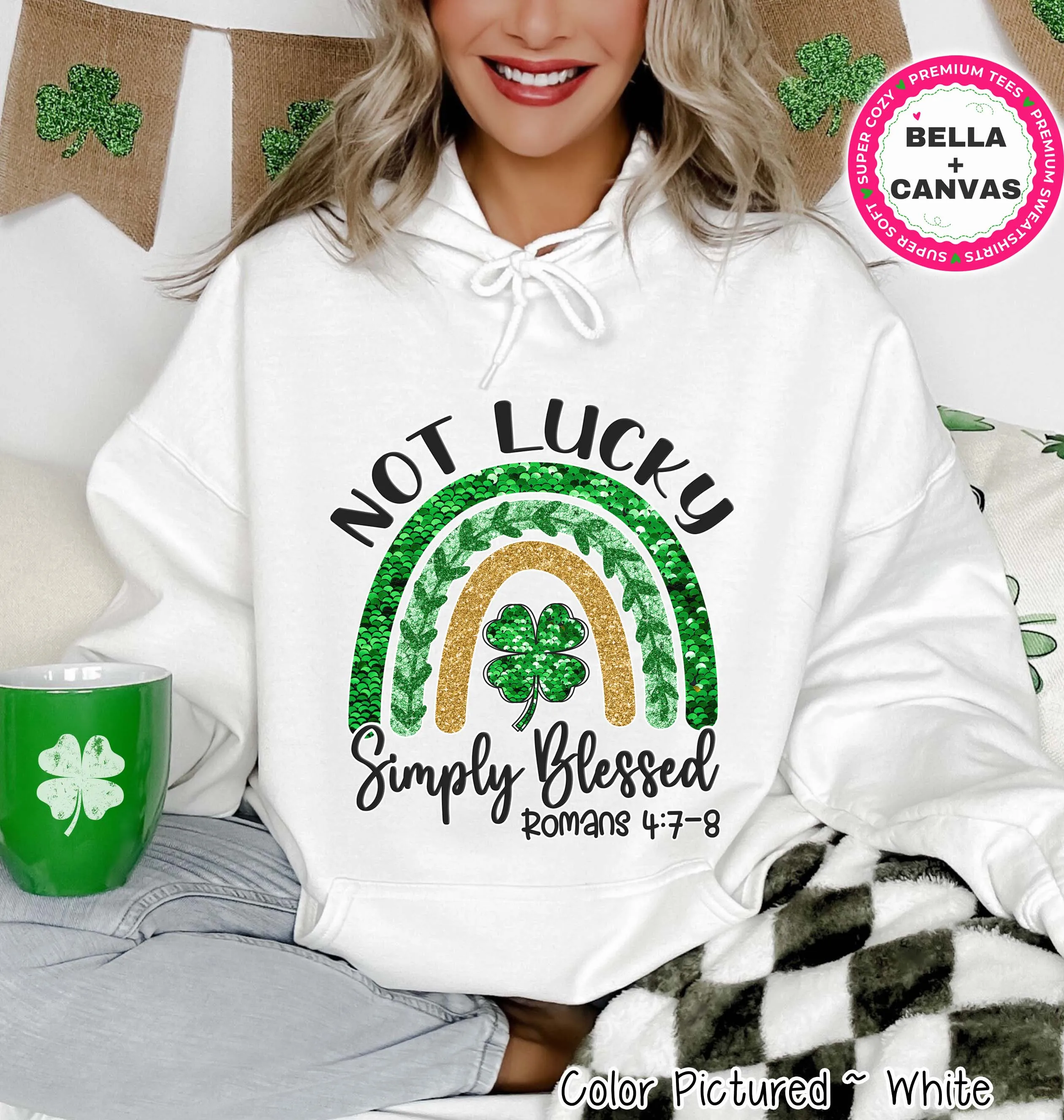 Simply Blessed Rainbow St Patricks Day Tee or Sweatshirt