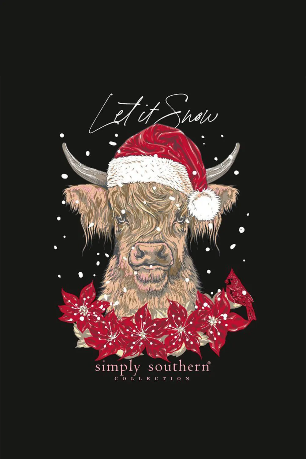 Simply Southern Plus Size Long Sleeve Santa Cow T-Shirt for Women in Black | EXT-LS-SNOWCOW-BLACK