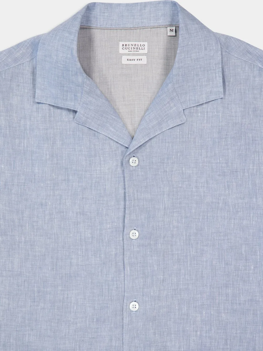 Sky Blue Linen Short-Sleeve Shirt