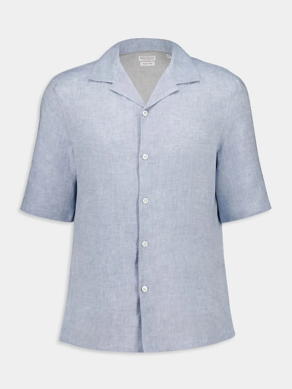 Sky Blue Linen Short-Sleeve Shirt