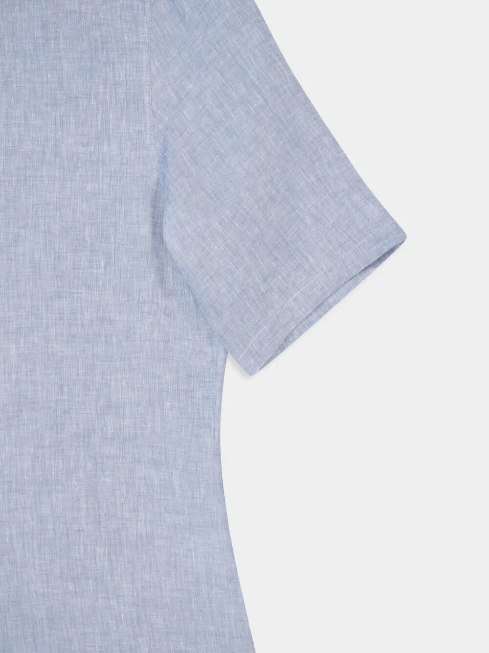 Sky Blue Linen Short-Sleeve Shirt