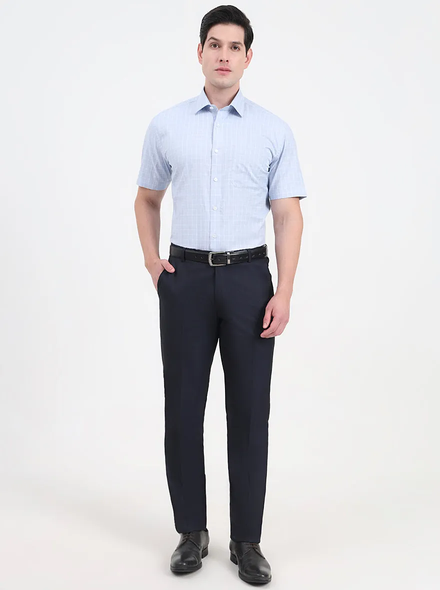 Sky Blue Solid Regular Fit Formal Shirt | JadeBlue