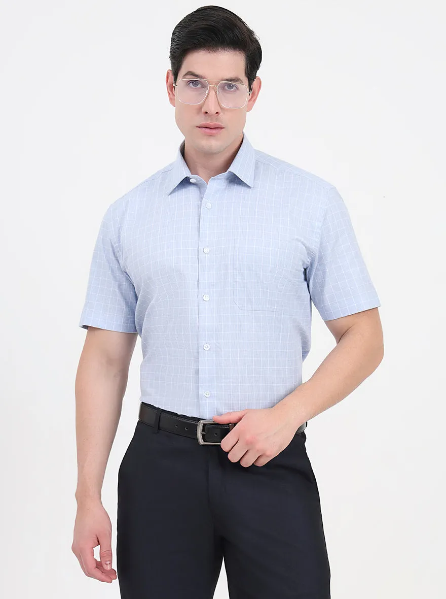 Sky Blue Solid Regular Fit Formal Shirt | JadeBlue