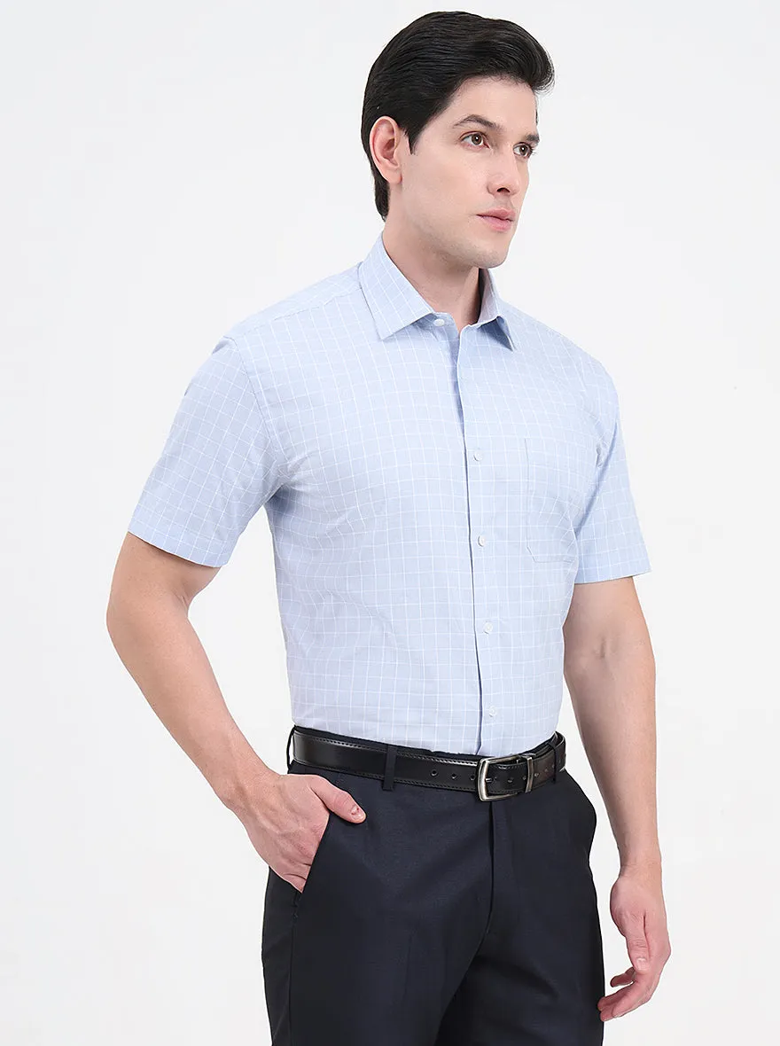 Sky Blue Solid Regular Fit Formal Shirt | JadeBlue