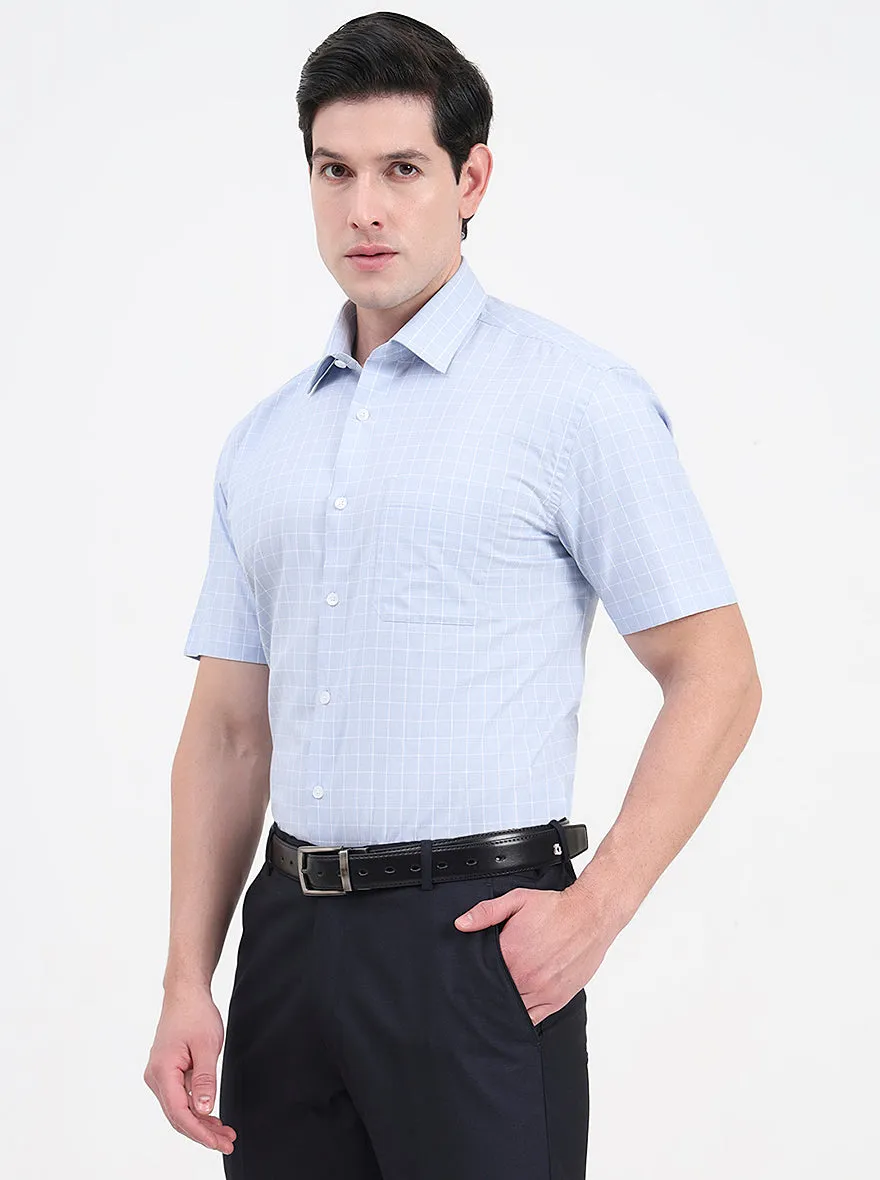 Sky Blue Solid Regular Fit Formal Shirt | JadeBlue