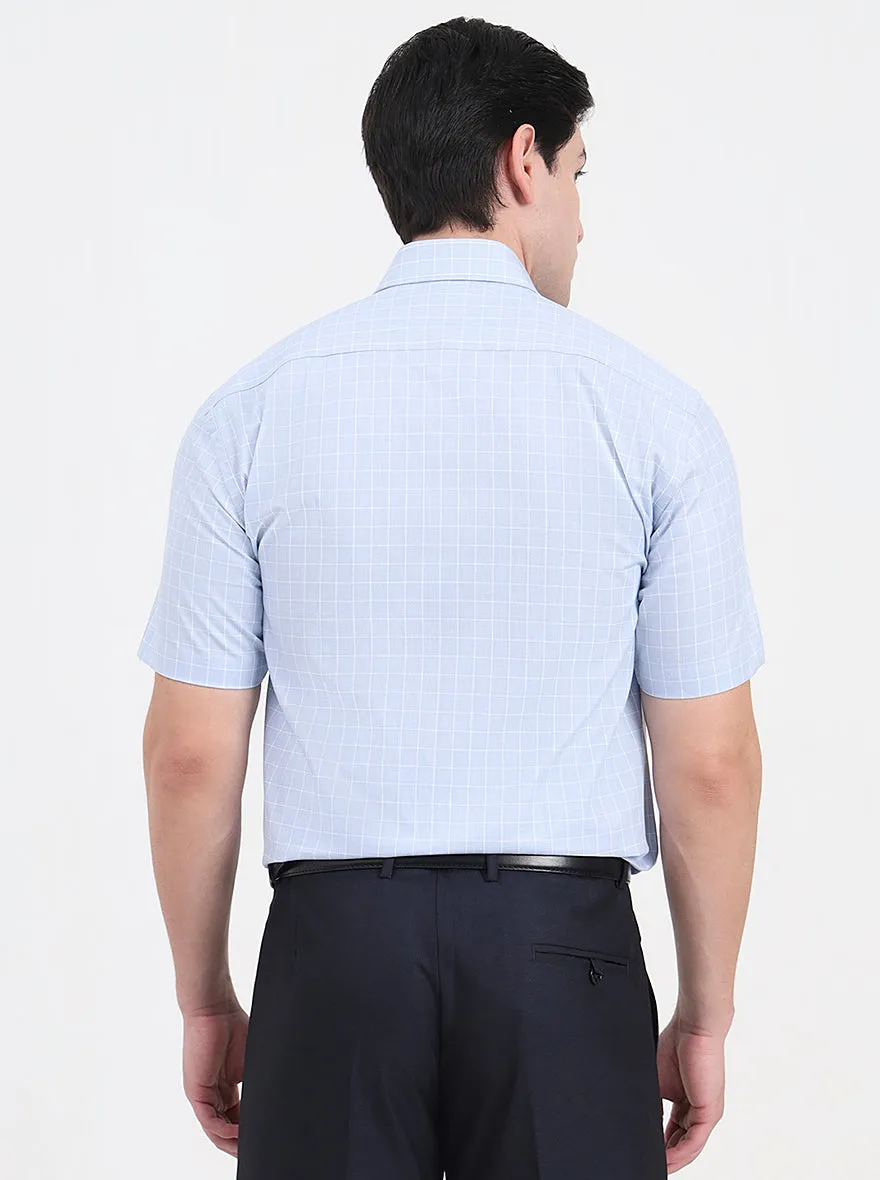 Sky Blue Solid Regular Fit Formal Shirt | JadeBlue