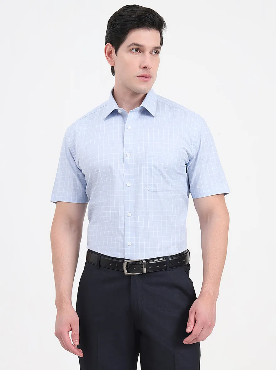 Sky Blue Solid Regular Fit Formal Shirt | JadeBlue