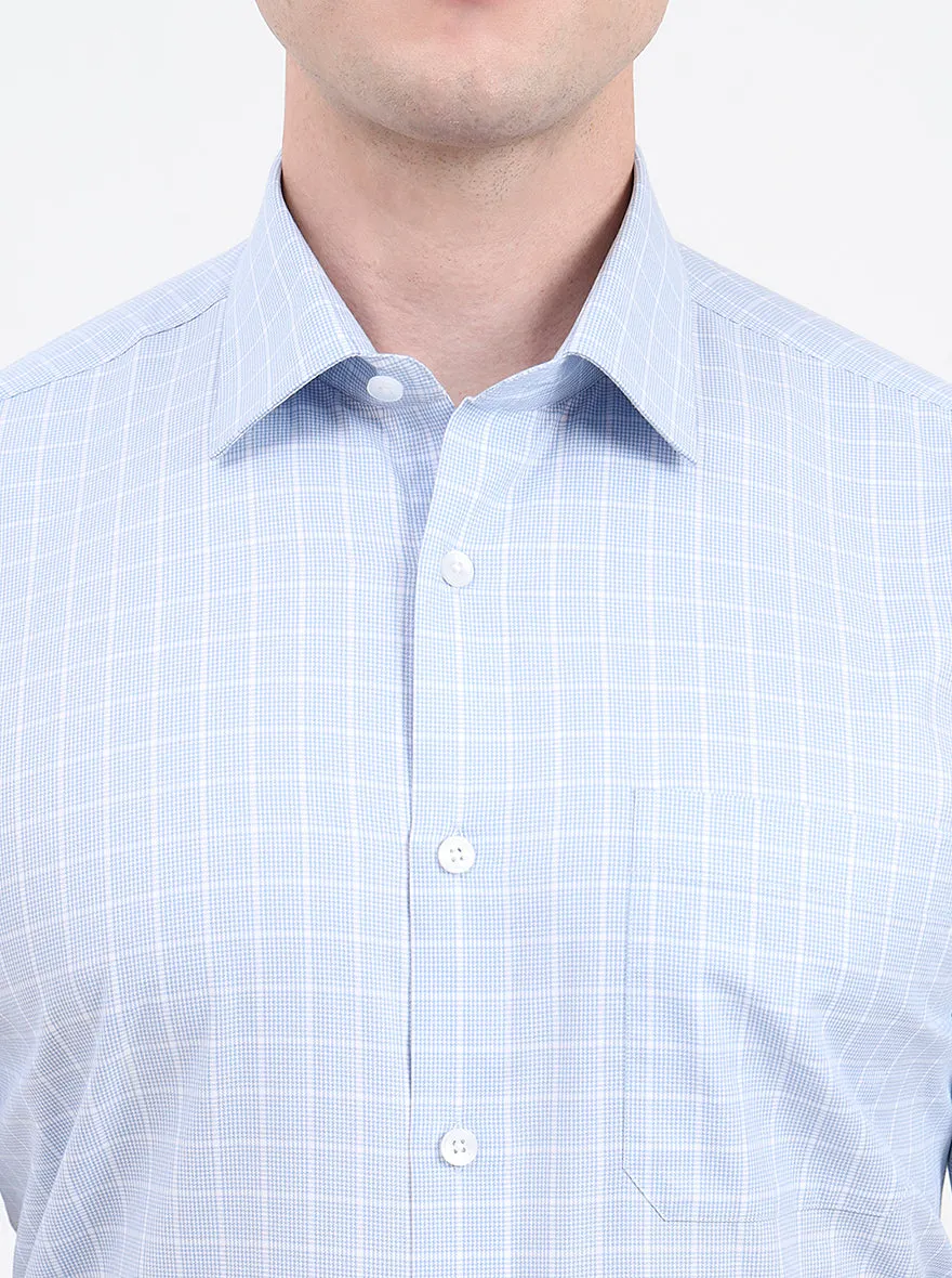 Sky Blue Solid Regular Fit Formal Shirt | JadeBlue