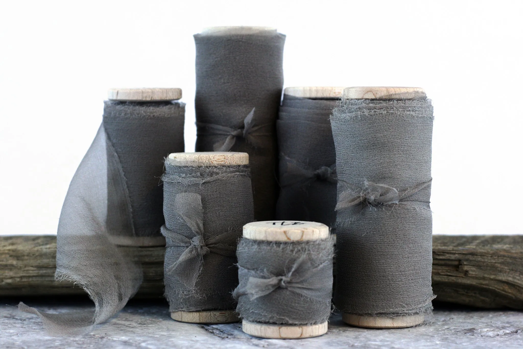 Slate Grey Silk Gauze Ribbon